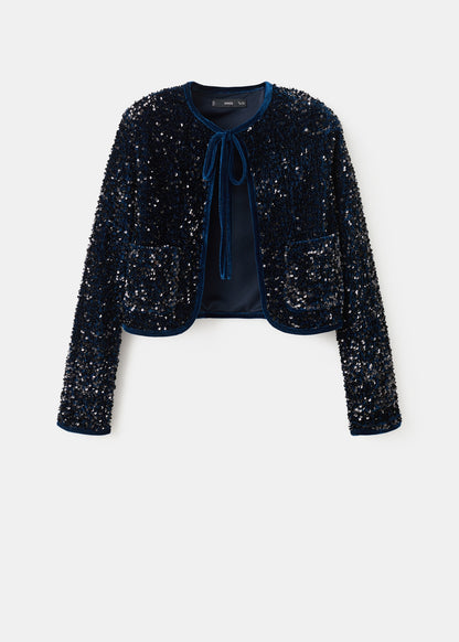 Velvet sequin bow blazer