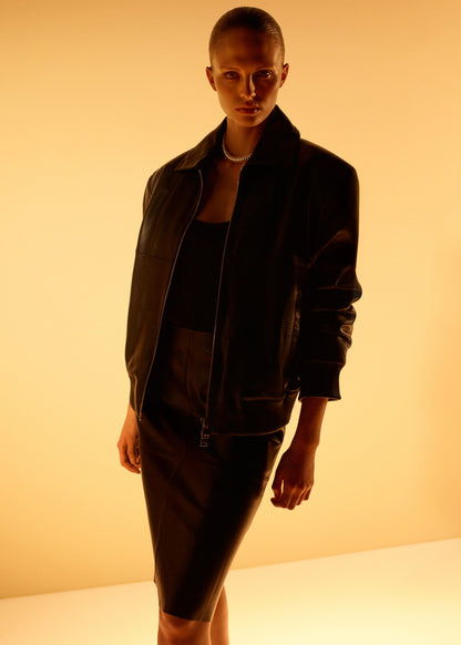 Leather pencil skirt