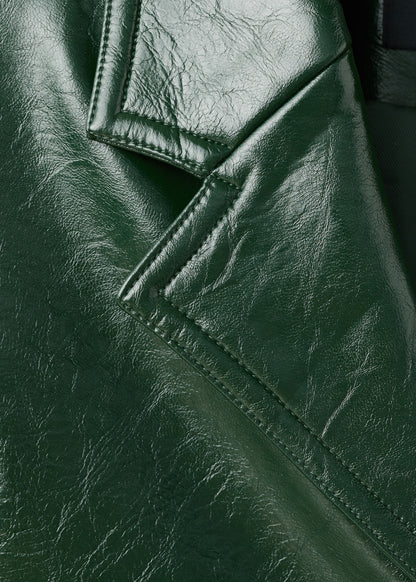 Long faux leather effect coat