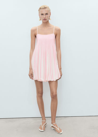 Short striped balloon effect dress