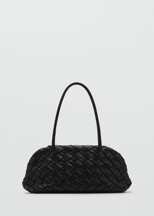 Braided leather shoulder bag