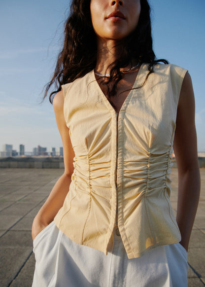 Gathered cotton blouse