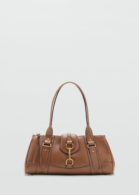 Medium shoulder bag with snap fastener