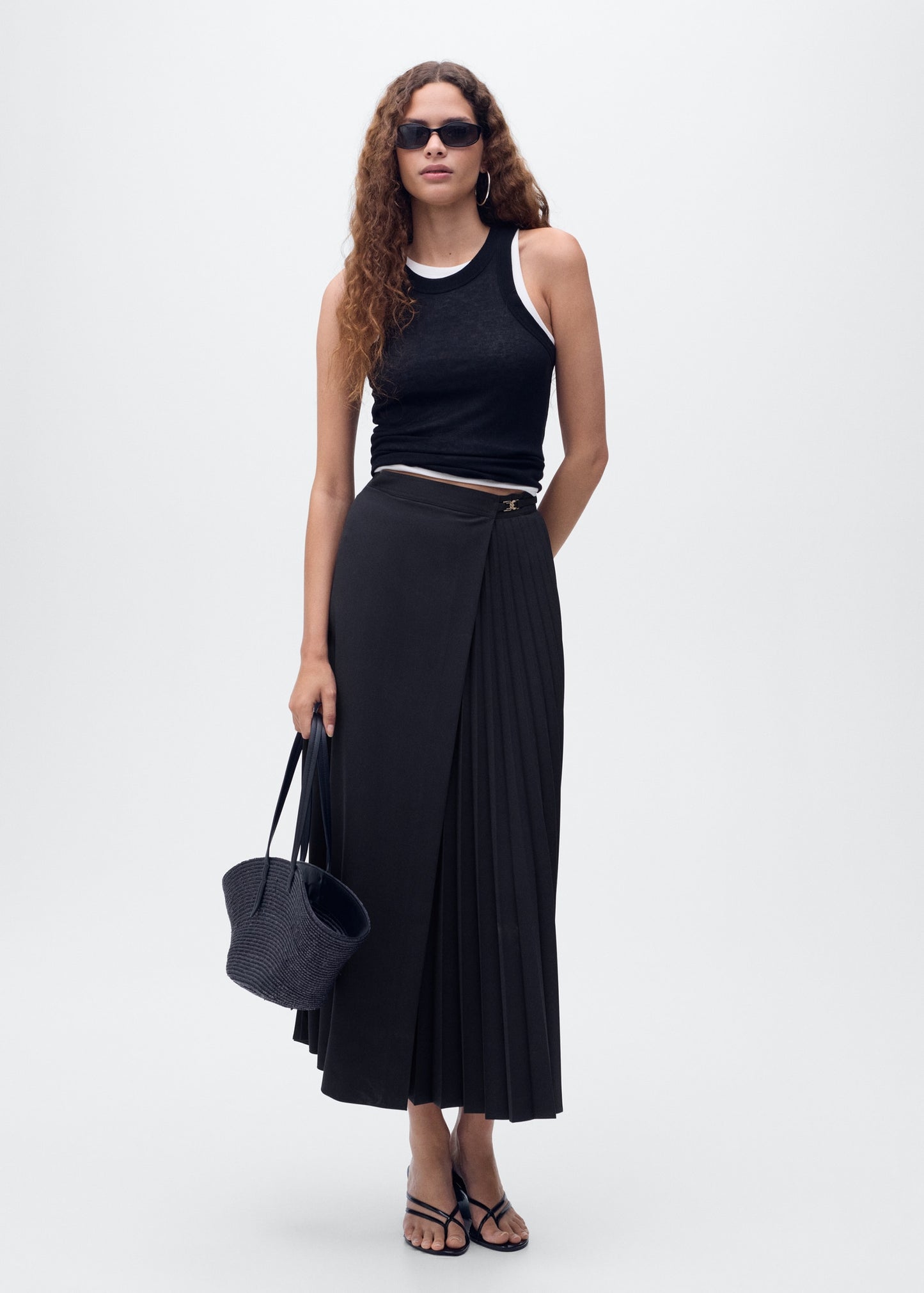 Pleated crossover skirt