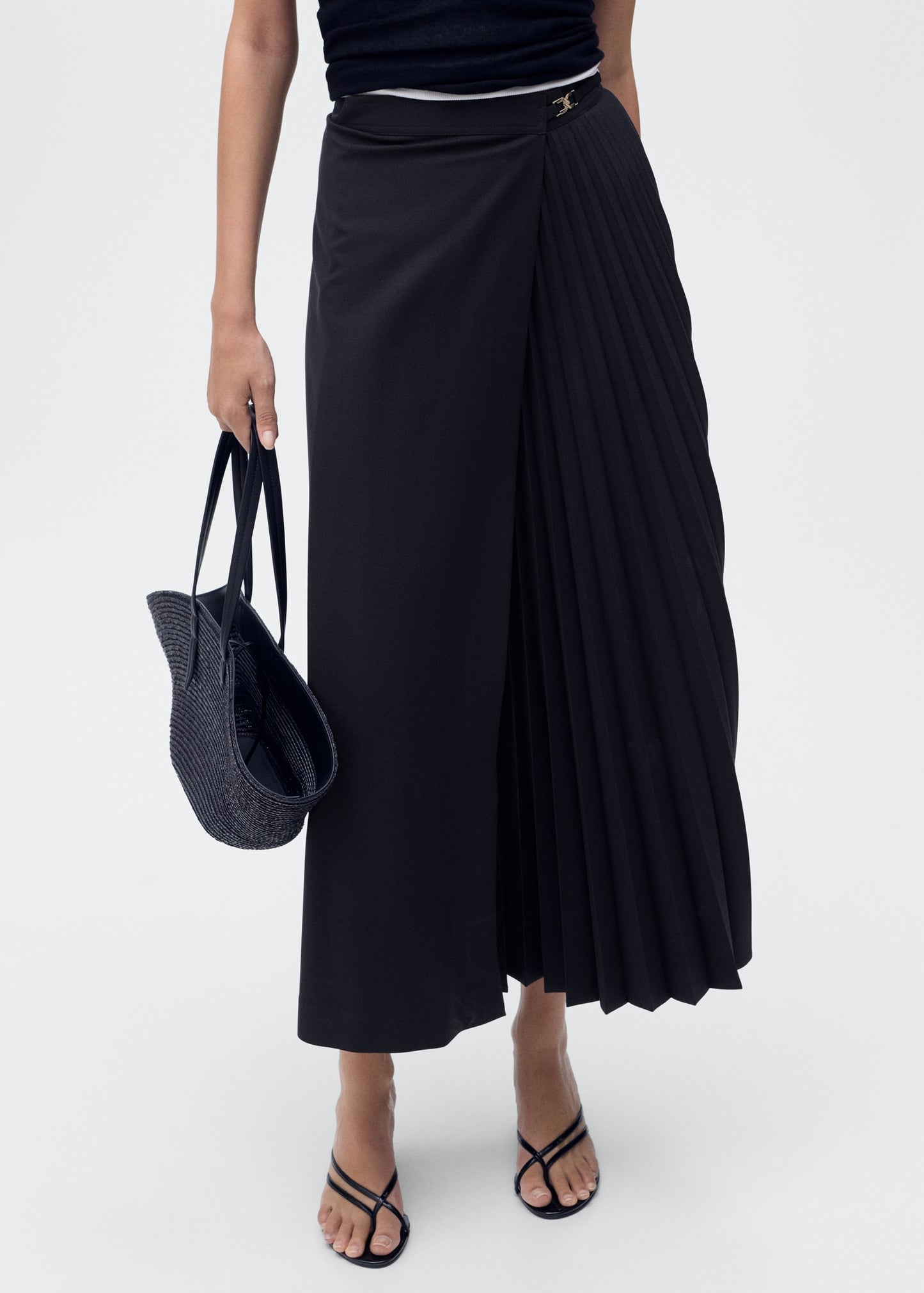 Pleated crossover skirt