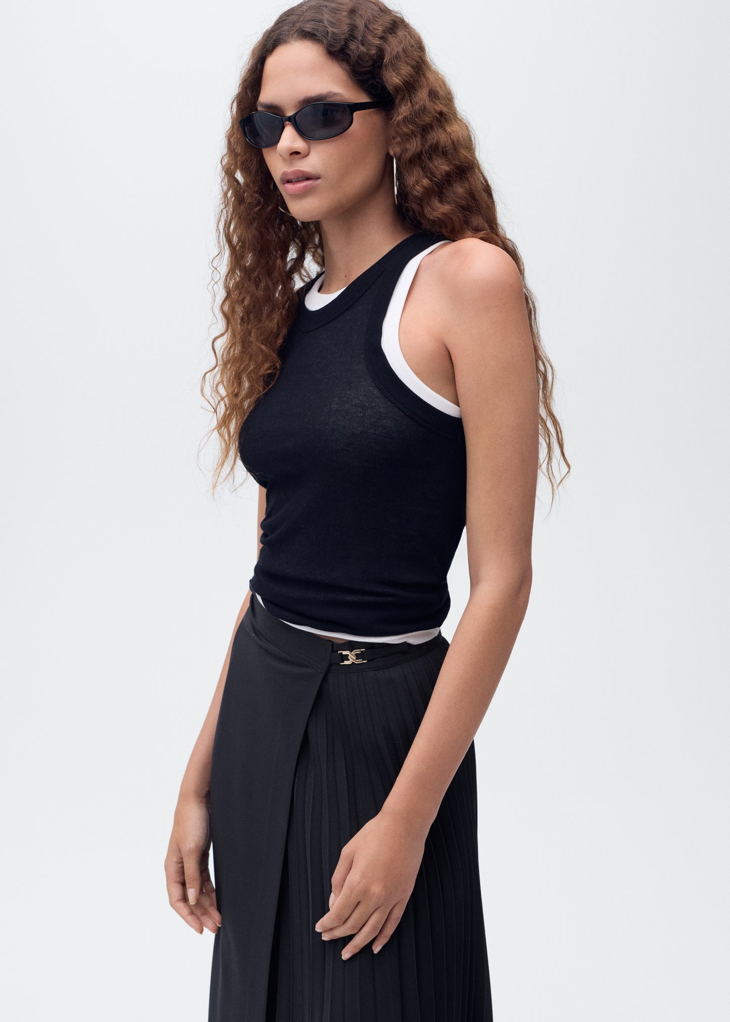 Pleated crossover skirt