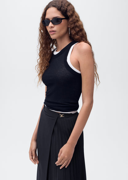 Pleated crossover skirt