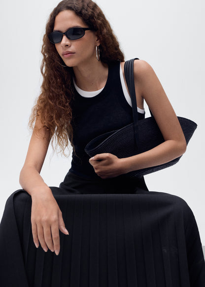 Pleated crossover skirt