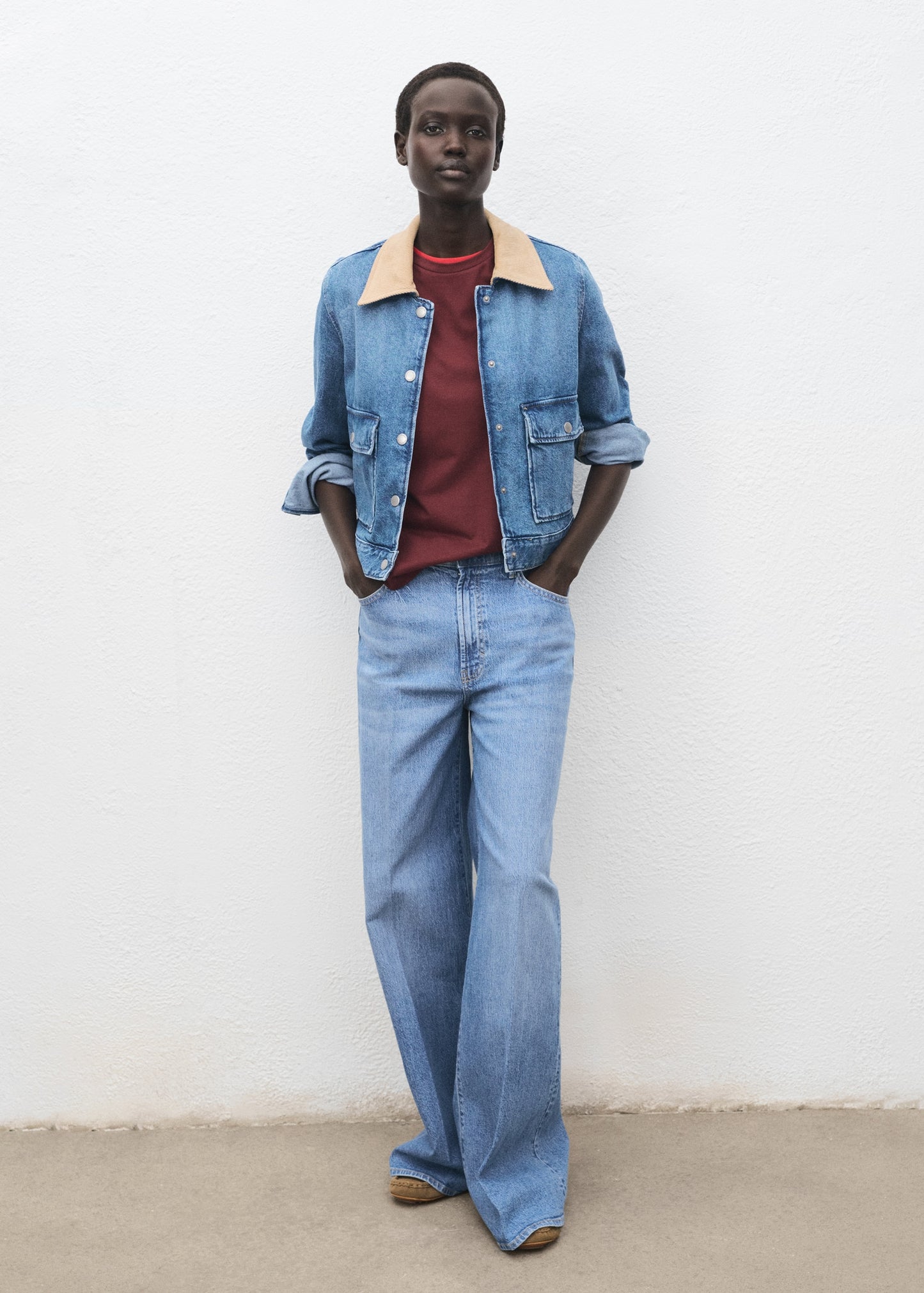 Corduroy collar denim jacket