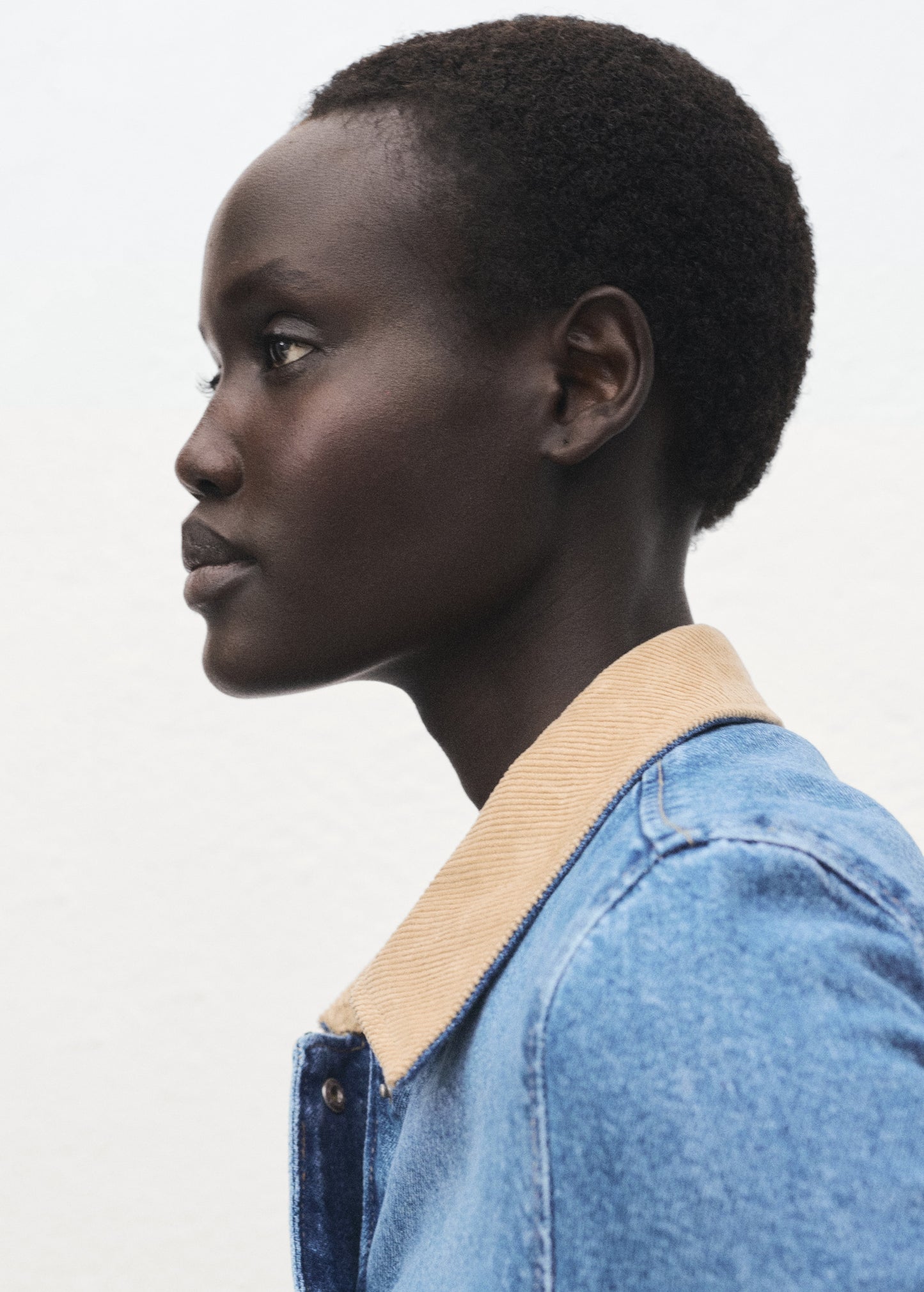 Corduroy collar denim jacket