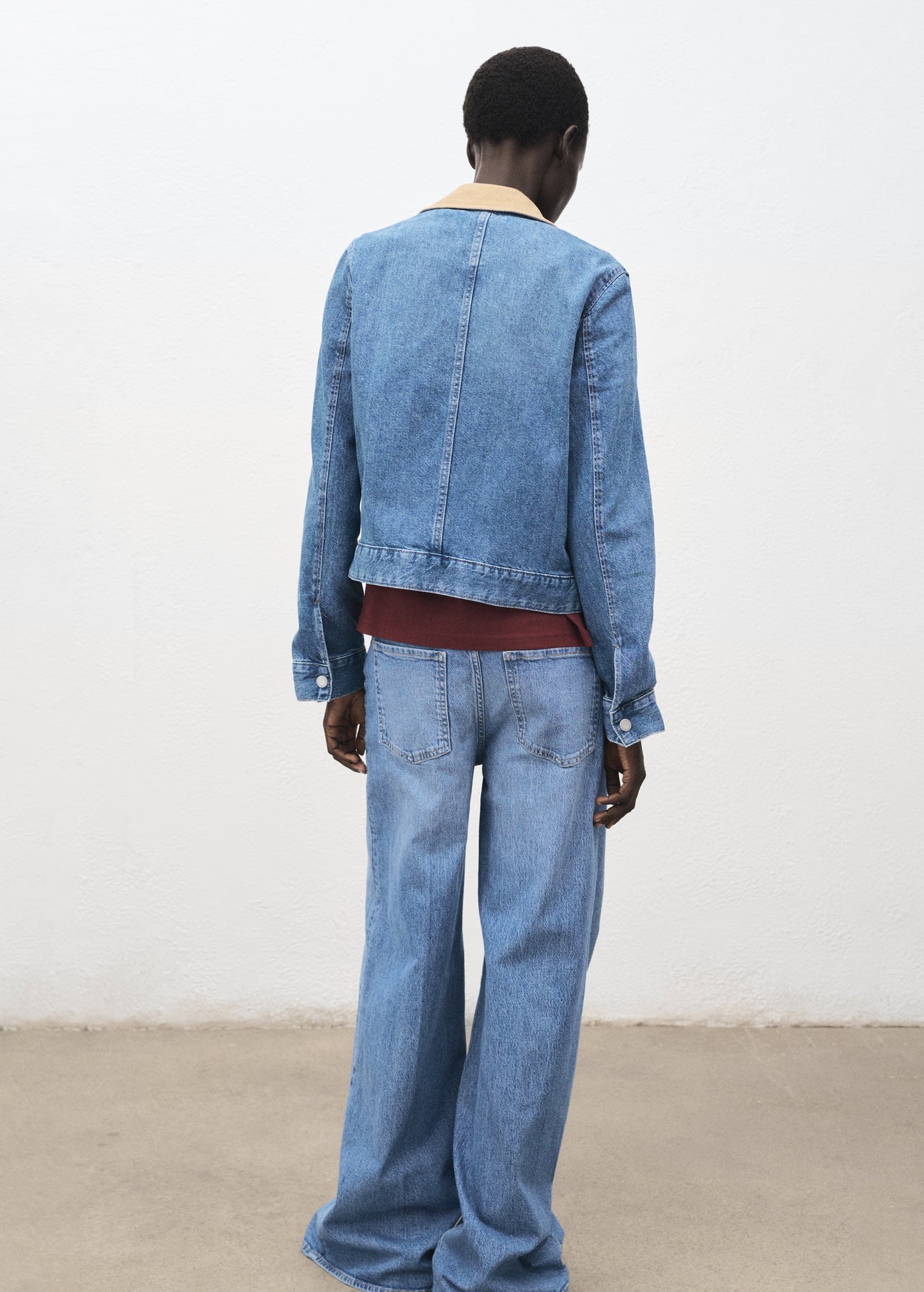 Corduroy collar denim jacket