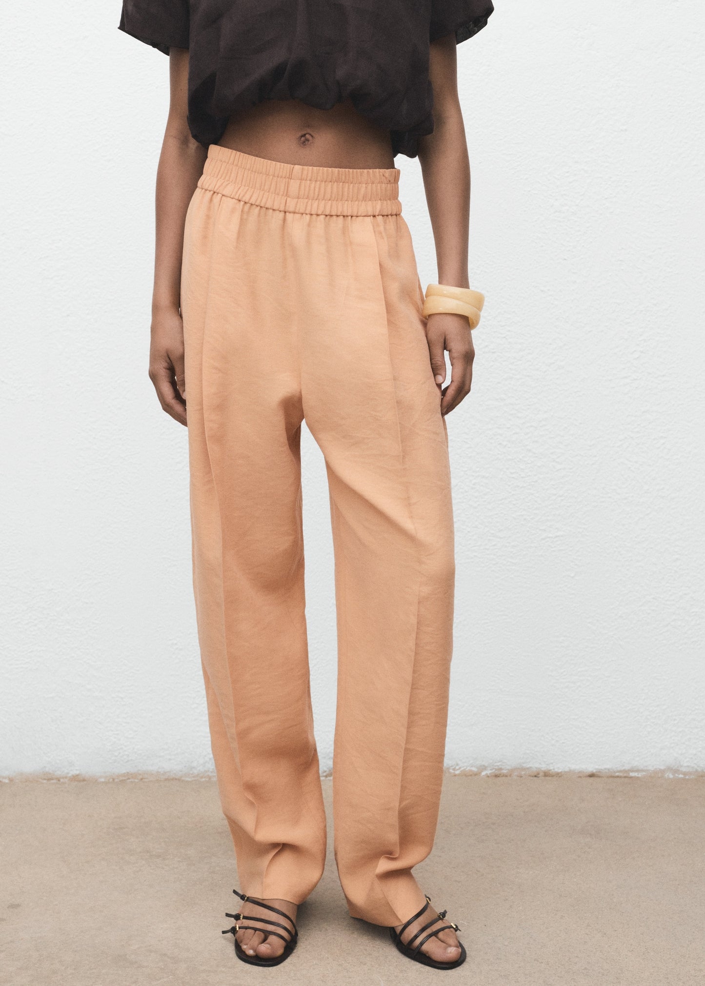 Lyocell trousers with elastic waistband