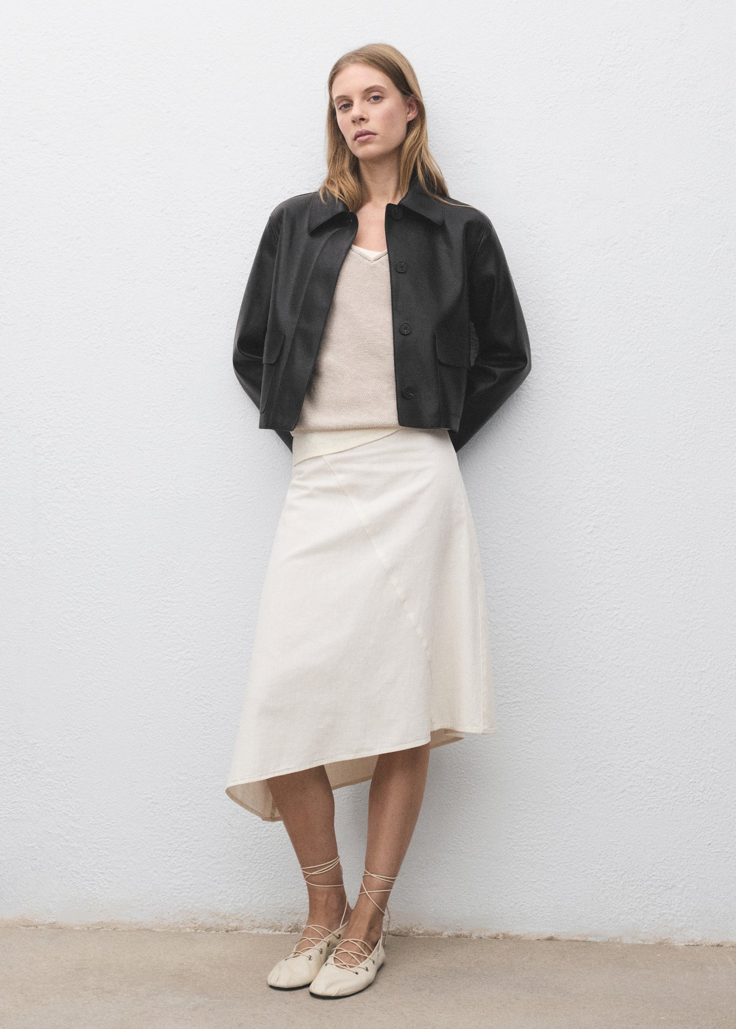 Leather-effect jacket with pockets