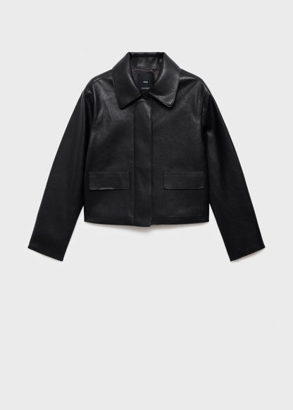 Leather-effect jacket with pockets