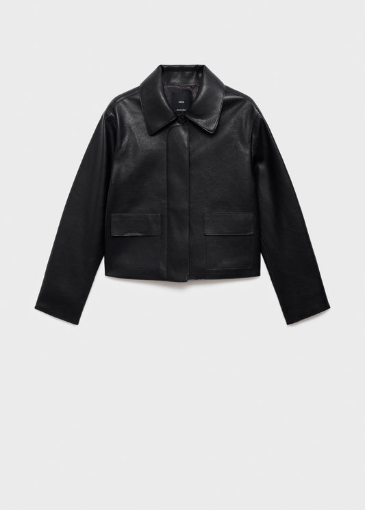 Leather-effect jacket with pockets