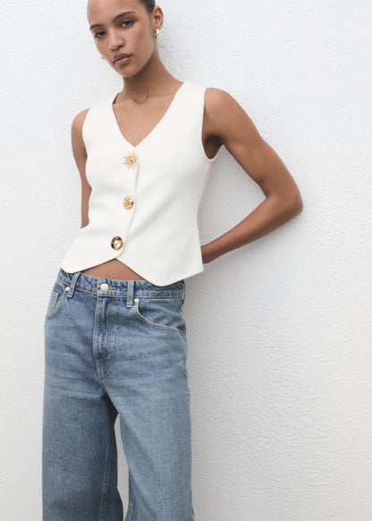 Knitted waistcoat with jewel buttons