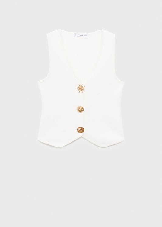 Knitted waistcoat with jewel buttons