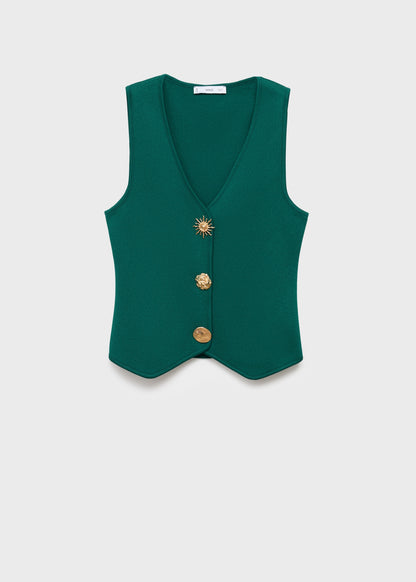 Knitted waistcoat with jewel buttons