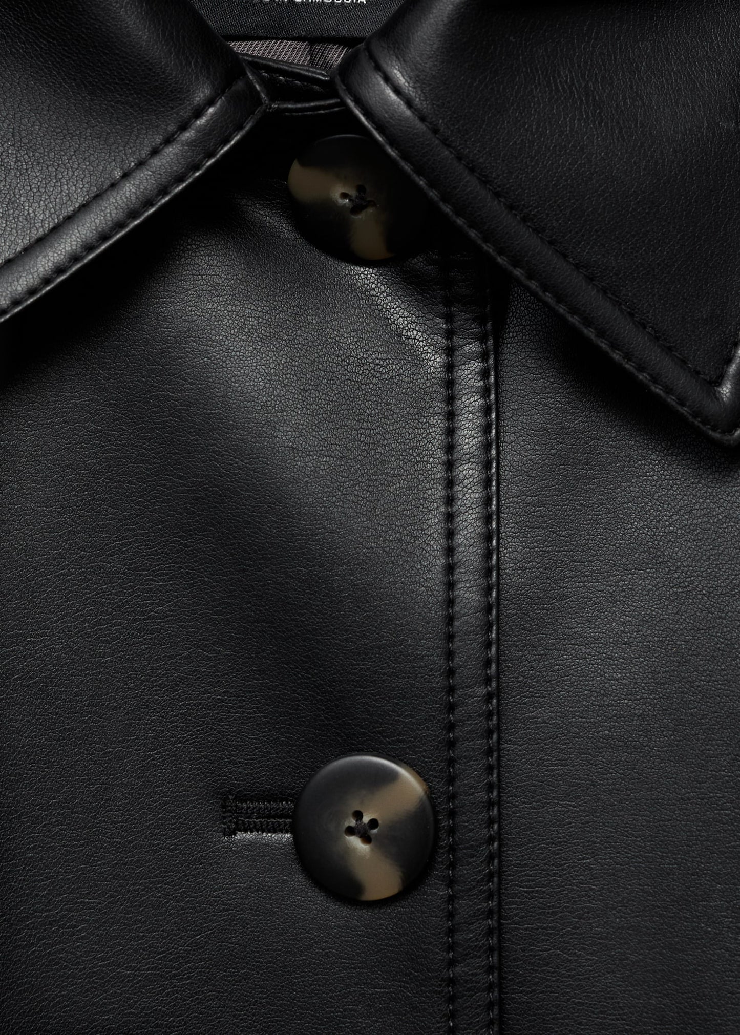 Long leather-effect trench coat with belt
