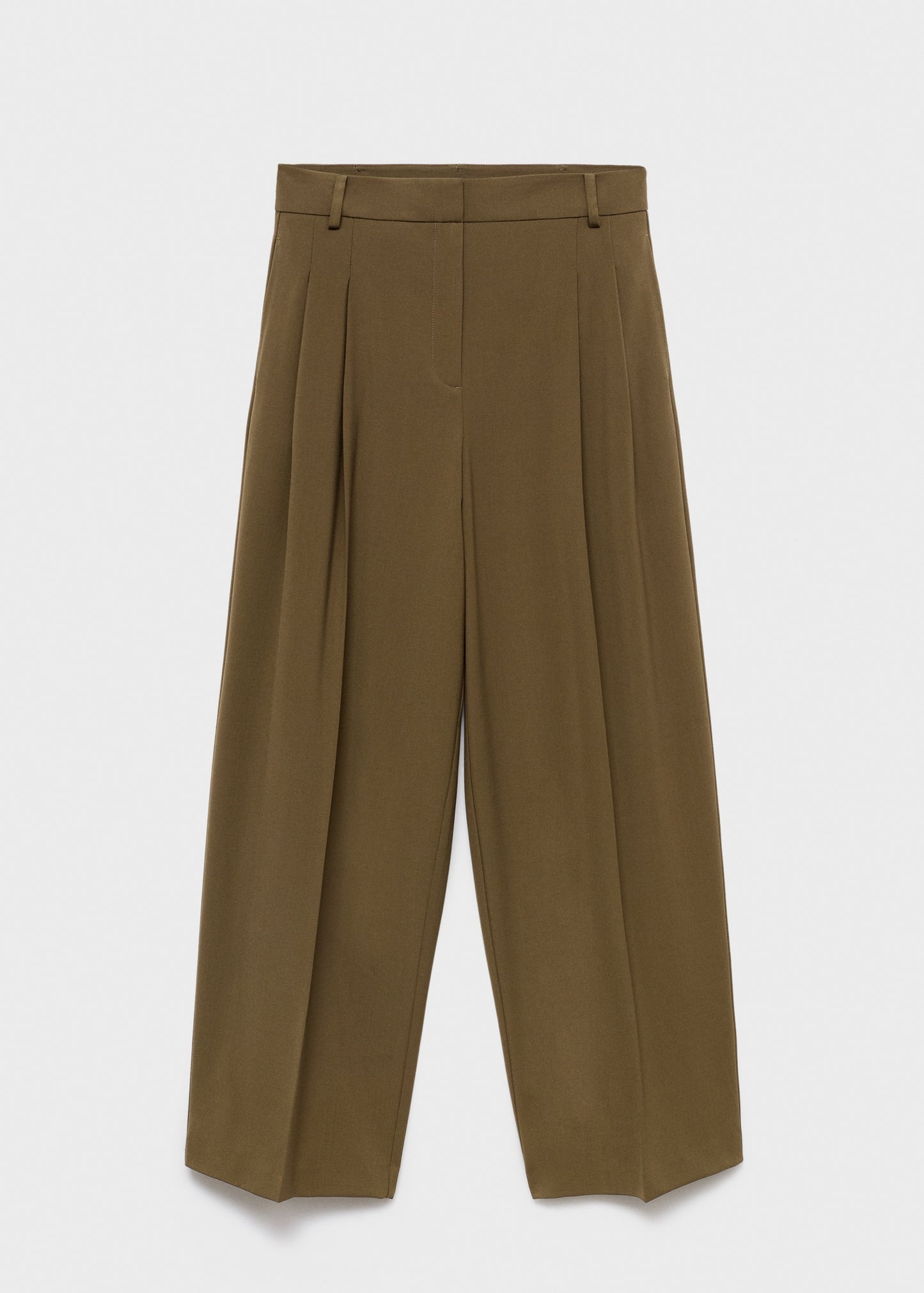 Wide-leg mid-rise pleated trousers