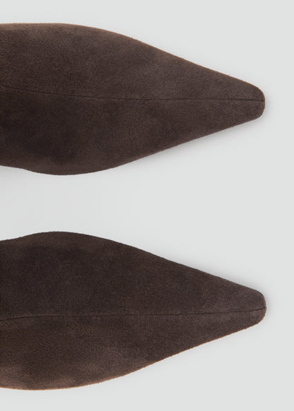 Suede ankle boot with kitten heel