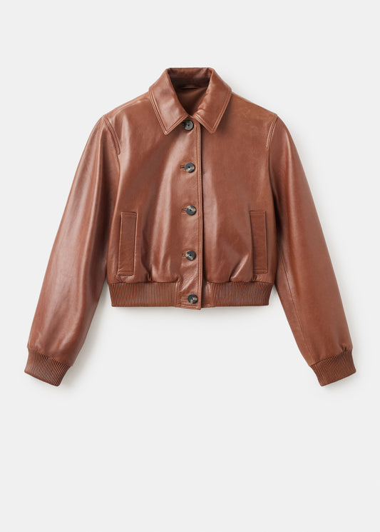 100% leather bomber jacket