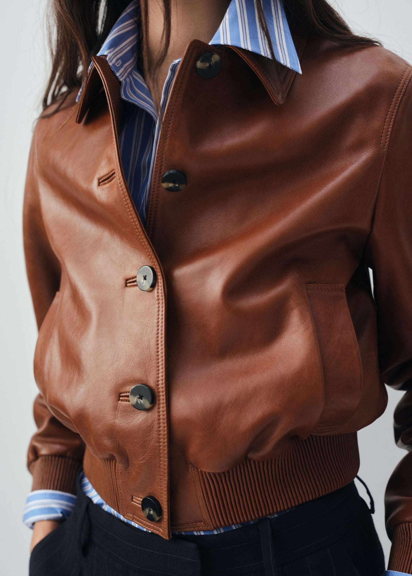 100% leather bomber jacket