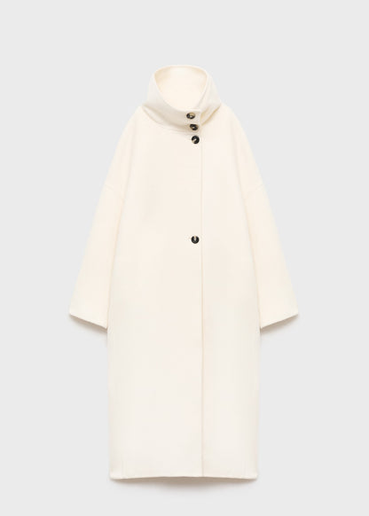 Wool funnel neck coat