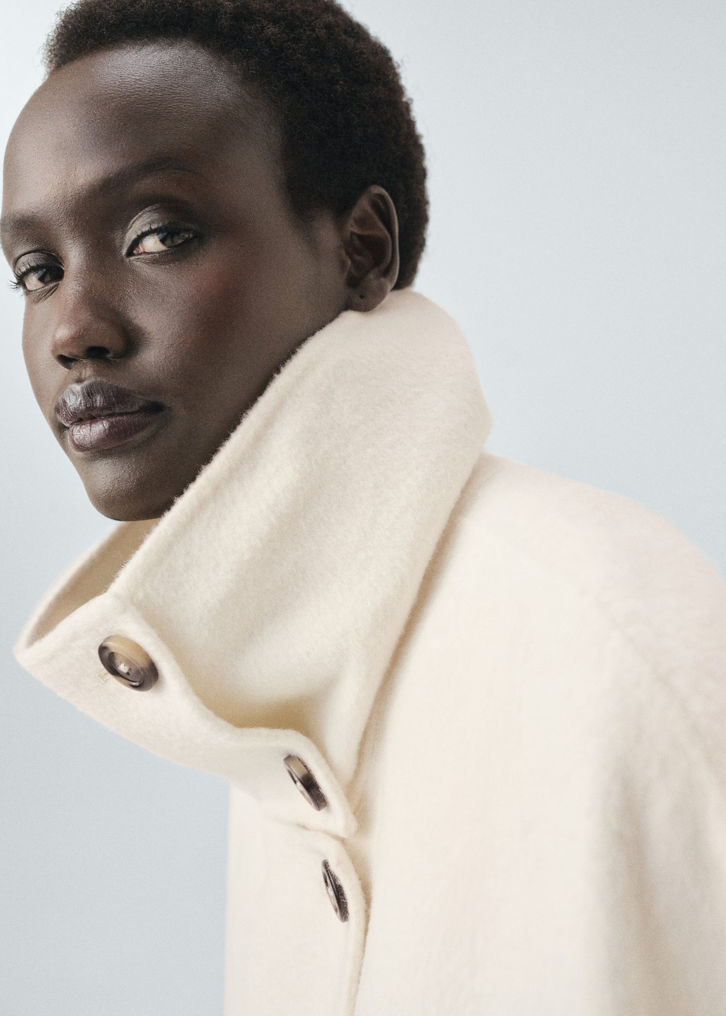 Wool funnel neck coat