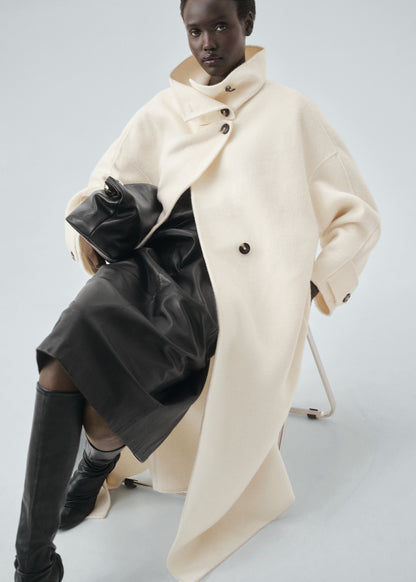 Wool funnel neck coat