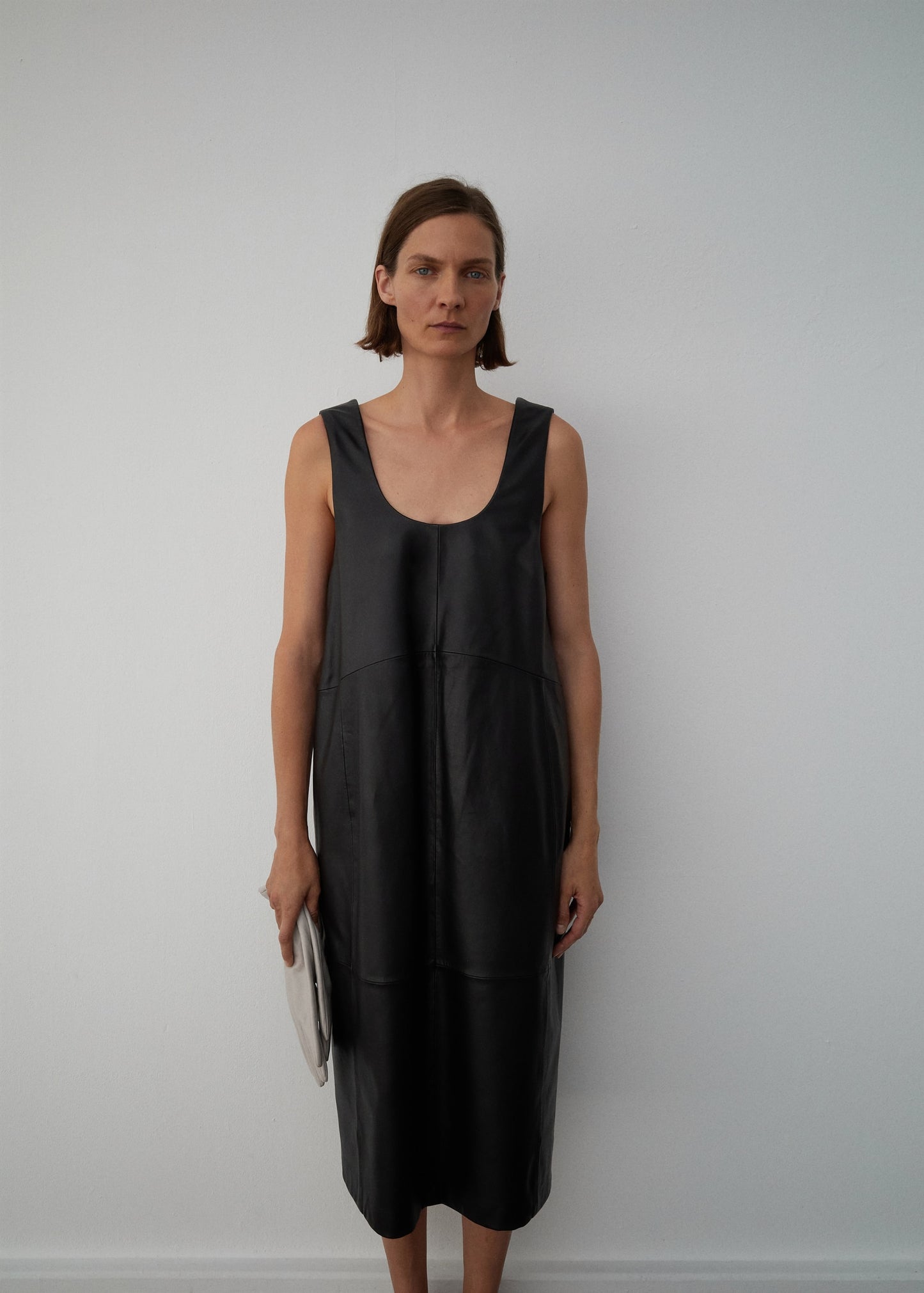 Leather midi-dress