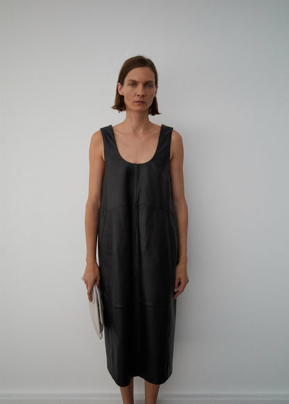 Leather midi-dress
