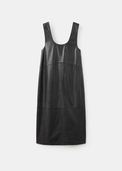 100% leather midi dress