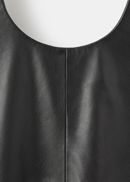 100% leather midi dress