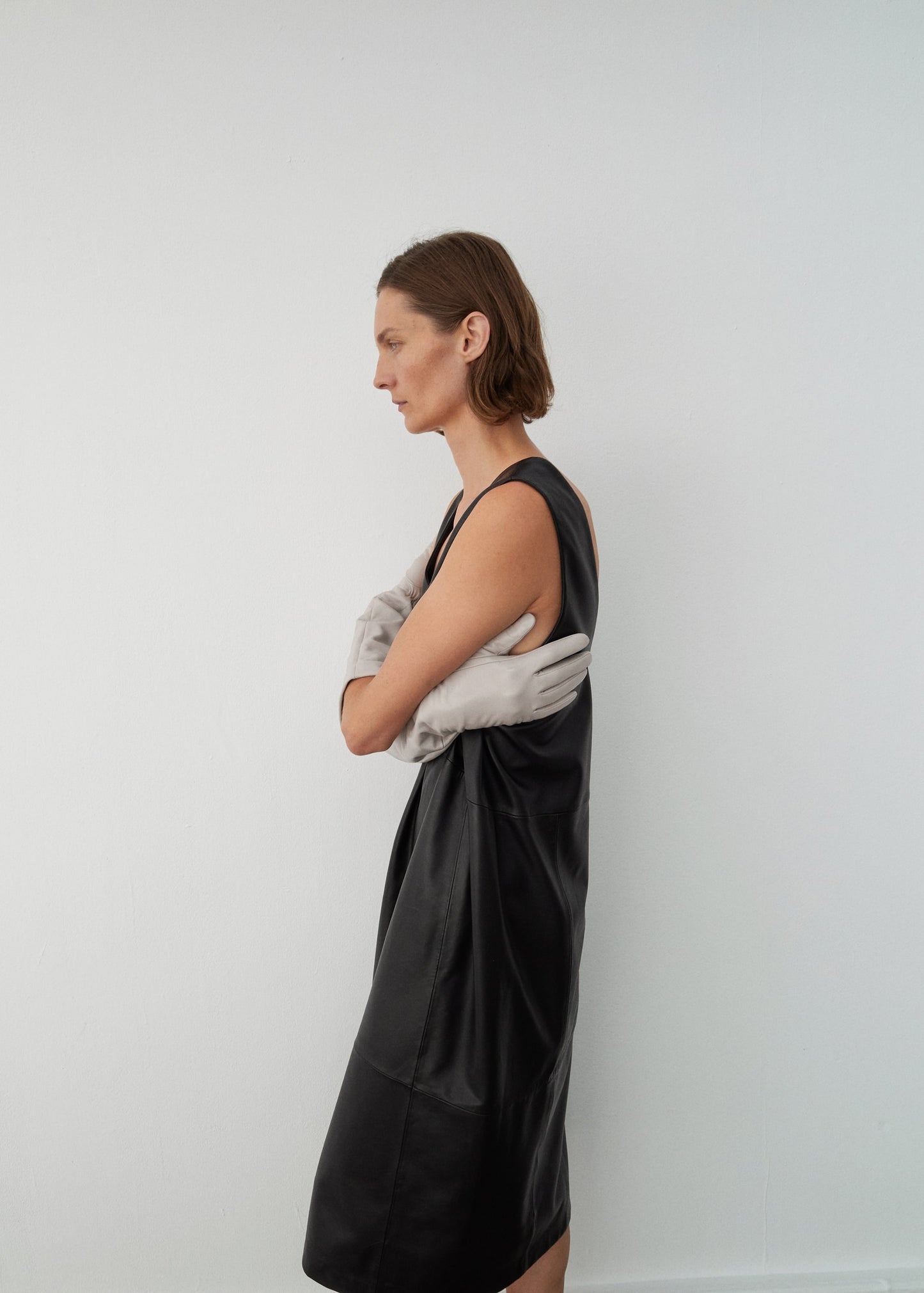 100% leather midi dress