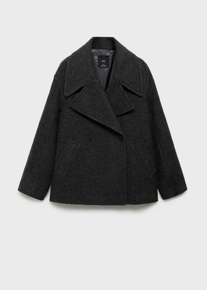 Wide lapel wool-blend coat