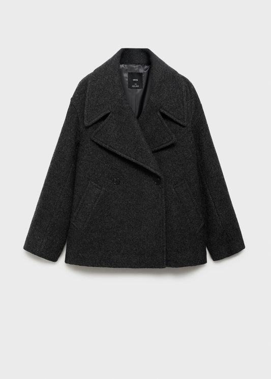 Wide lapel wool-blend coat