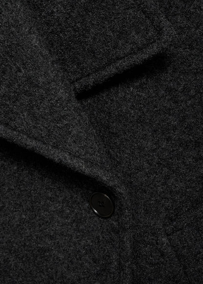 Wide lapel wool-blend coat