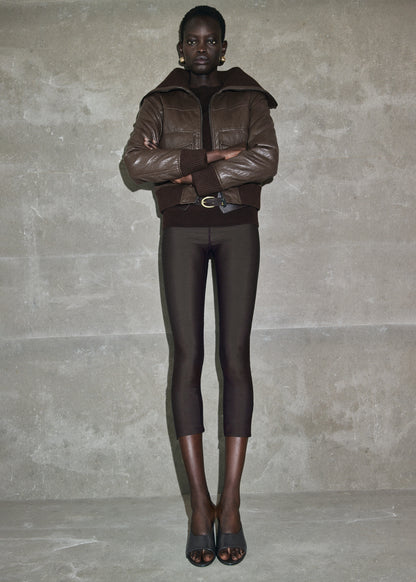 Leather-effect roll-neck jacket