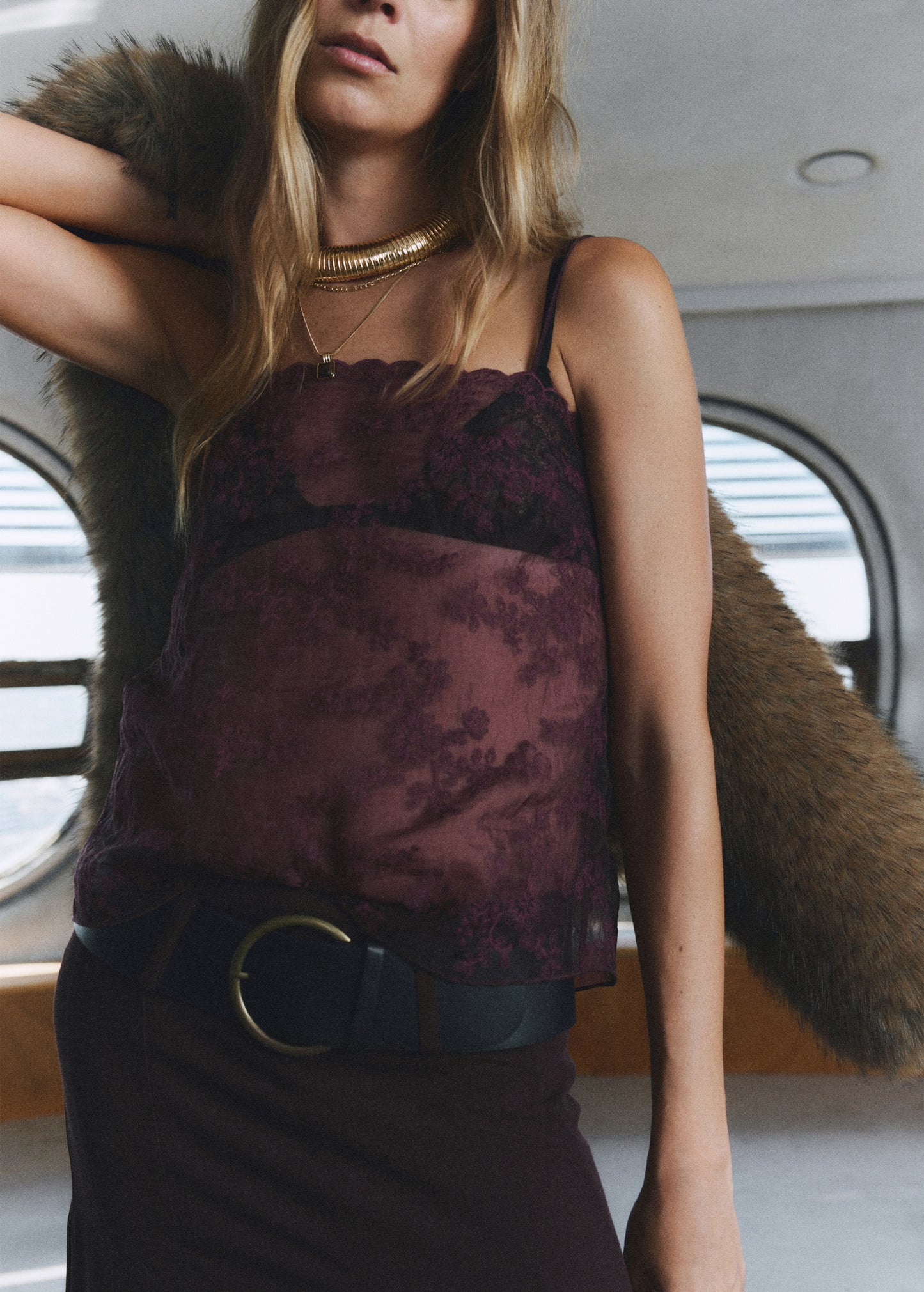 Embroidered sheer top