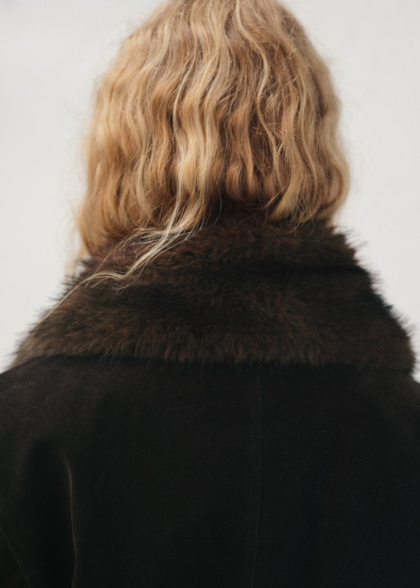 Velvet-finish parka with fur-effect collar
