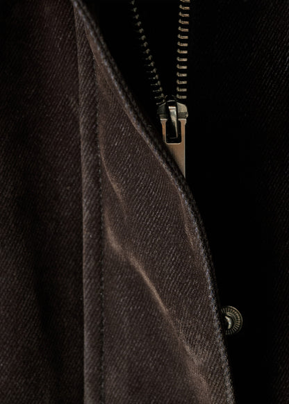 Velvet-finish parka with fur-effect collar