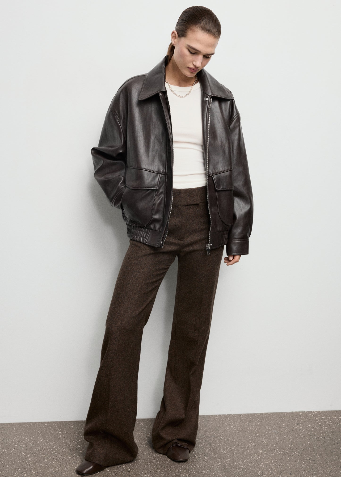 Oversized leather-effect jacket