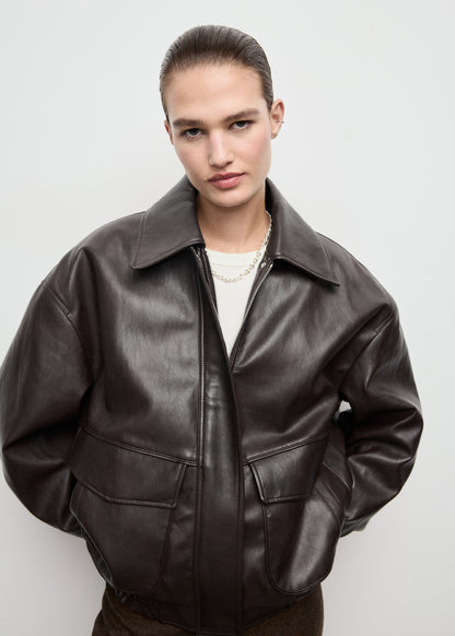 Oversized leather-effect jacket