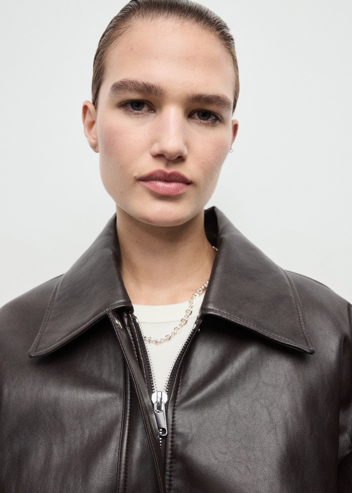 Oversized leather-effect jacket