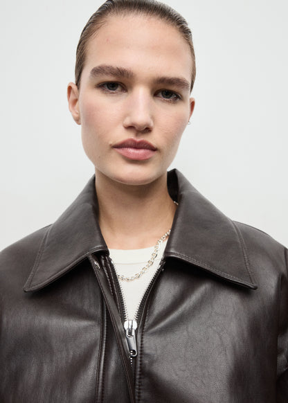 Oversized leather-effect jacket