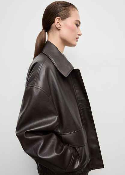 Oversized leather-effect jacket