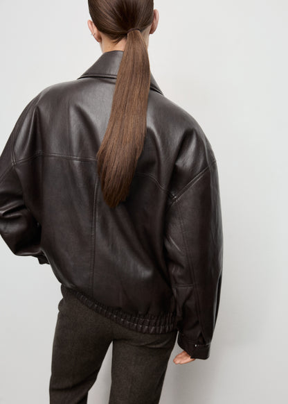 Oversized leather-effect jacket