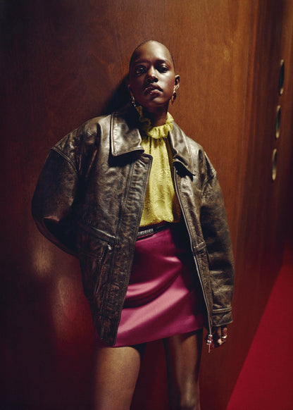 Satin short skirt
