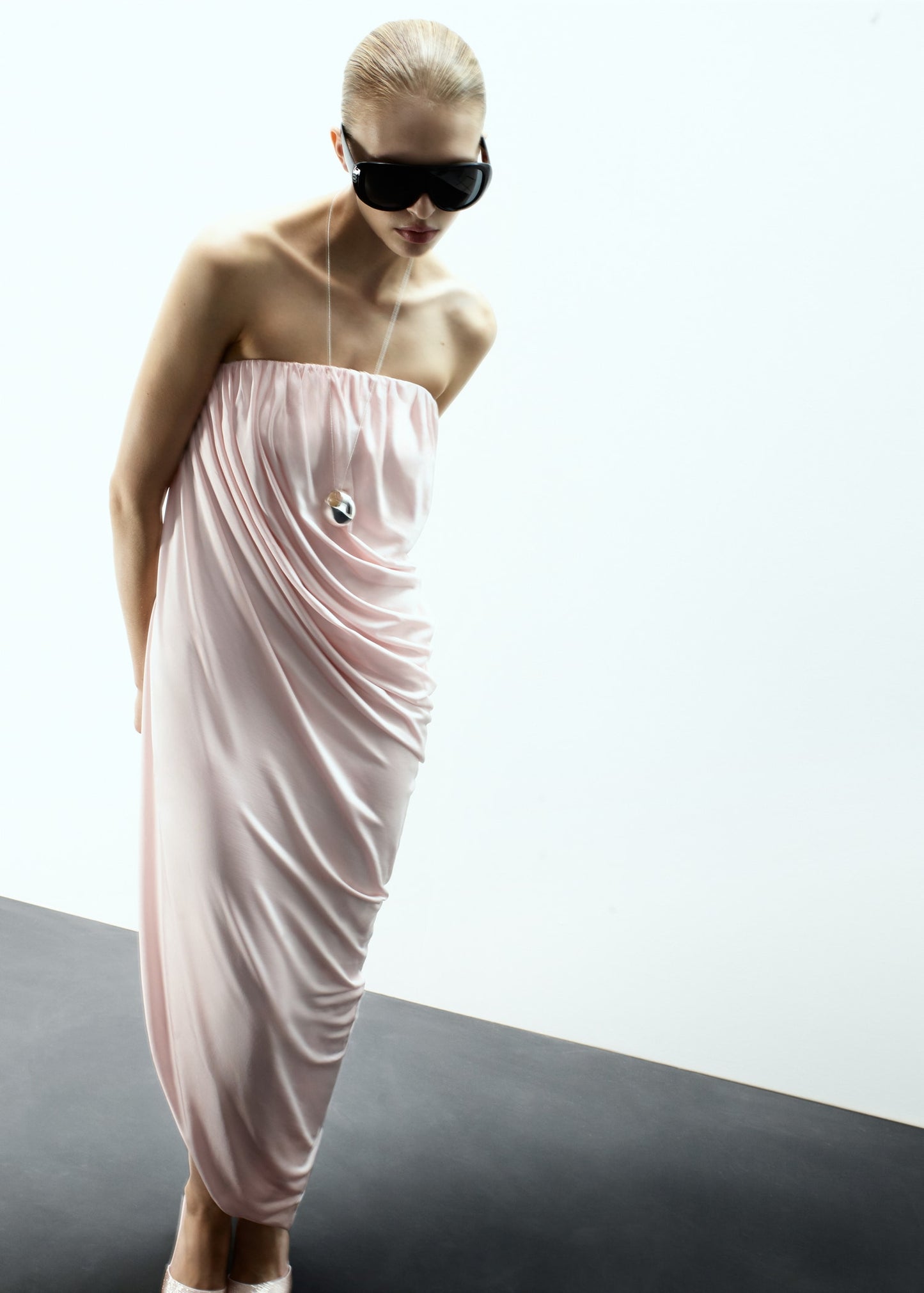 Draped asymmetrical bandeau dress